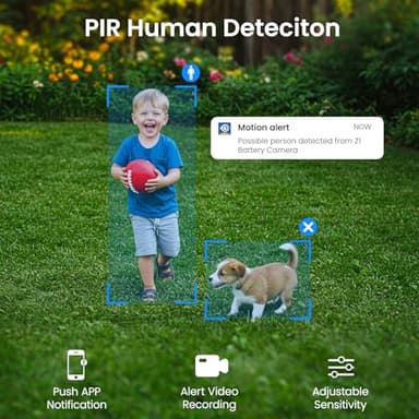 INFIYA Security Cameras Wireless Outdoor-Solar&Battery Powered 2K 2.4G Cameras for Home Security, Instant Alert, AI Human Detection, Color Night Vision, 2-Way Talk, SD Storage, Work with Alexa, Z1 4P - Image 5