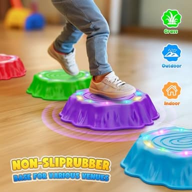 Flooyes Stepping Stones for Kids, 6pcs Light up & Music Non-Slip Stepping Stones, Sensory Toy for Toddler Balance & Coordination Skills, Indoor & Outdoor Toys, Toys for Toddlers Ages 3-5 - Image 3