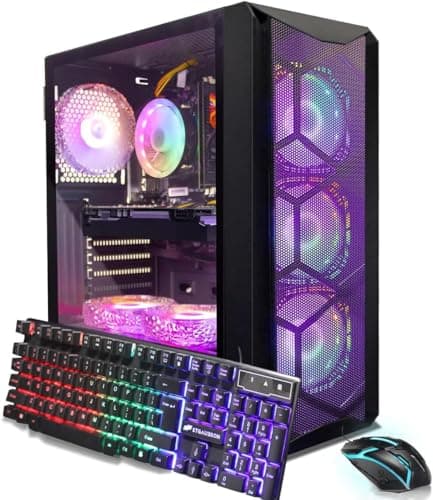 STGAubron Gaming PC Computer Desktop, Intel Core i7 8th Gen up to 4.1GHz, GeForce RTX 3050 6G, 16G DDR4, 1T SSD, WiFi 6, BT 5.2, RGB Fan x6, Windows 11 Home - Image 1