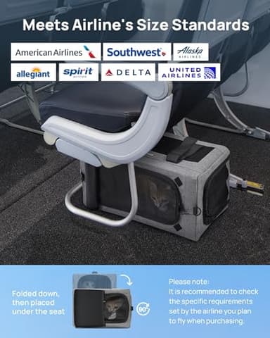 Airline Approved Cat Carrier, Pet Carrier Soft-Sided, Portable Dog Carrier with Stable Structure, TSA Approved Pet Carrier for Pets Less Than 12lbs, Cat Carrier Bag Suitable for Travel, Gray - Image 3