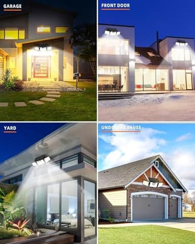 INCX Solar Outdoor Lights with Motion Sensor, Solar Powered 3 Heads Security Lights, 156 LED Flood Light Motion Detected Spotlight for Patio Garage Yard Entryways, IP65 Waterproof 2 Pack - Image 7