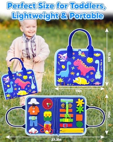 Walenty Busy Board Montessori Toys for Toddler Boy Birthday Gifts, Busy Book Sensory Learning Toys for Toddlers, Educational Activities Airplane Car Travel Toy for Boys - Image 6