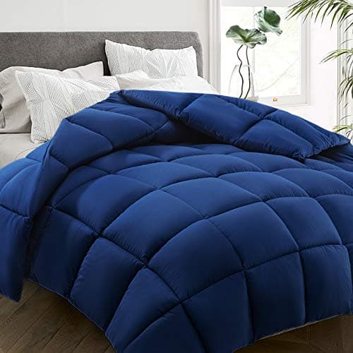 HYLEORY All Season Queen Size Bed Comforter - Cooling Down Alternative Quilted Duvet Insert with Corner Tabs - Winter Warm - Machine Washable - Navy Blue - Image 1