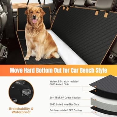 Lekespring Dog Car Seat Cover for Back Seat, Dog Car Bed Cover with Strong Hard Bottom 4 Panels, Back Seat Extender Hammock for Cars SUV Truck Black Color - Image 8