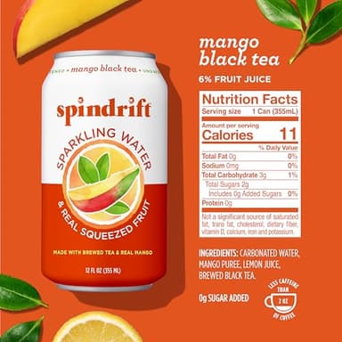 Spindrift Mango Black Tea Can 12 Ounce (Pack of 24) - Image 2
