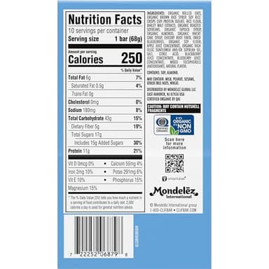 CLIF BAR - Blueberry Almond Crisp - Made with Organic Oats - Energy Bars - Non-GMO - Plant Based Protein Bars (10 Pack) - Image 3