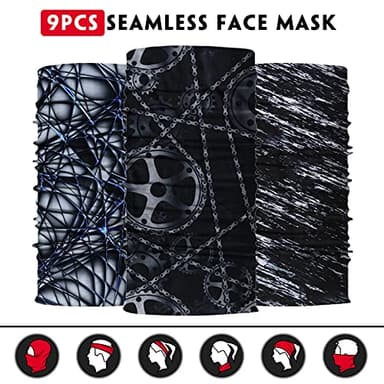 Venswell Neck Gaiter Mask for Men Women, Seamless Bandana Rave Face Cover Mask, Magic Face Scarf, Balaclava,Headband, Head Wrap-Motorcycle Cycling Festival Outdoors (B-Black Gray Series 2) - Image 3