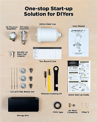 InoKraft D1 LVLP Air Spray Gun Premium Kit, Easy to Use, Paint Gun for Cars & House DIY Painting, 1.3/1.5/1.7mm Nozzles, with Paint Sprayer Accessories - Image 6