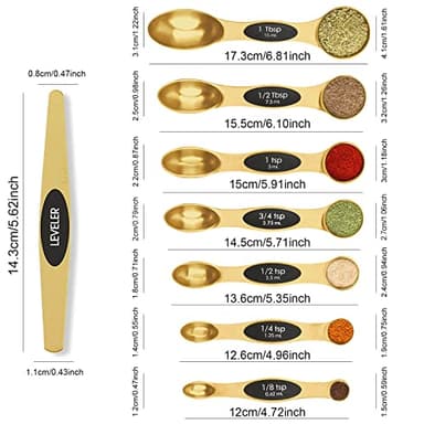 Magnetic Measuring Spoons Set Stainless Steel with Leveler, Stackable Metal Tablespoon Measure Spoon for Baking, Measuring Cups and Spoon Set Kitchen Gadgets Apartment Essentials Fits in Spice Jars - Image 2