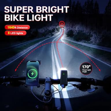 YANRI Bike Lights 8 LED Lights for Night Riding, 1500 Lumen Ultra Bright Bicycle Light Set, Rechargeable Waterproof Multi-Function for Kids Adults - Image 2