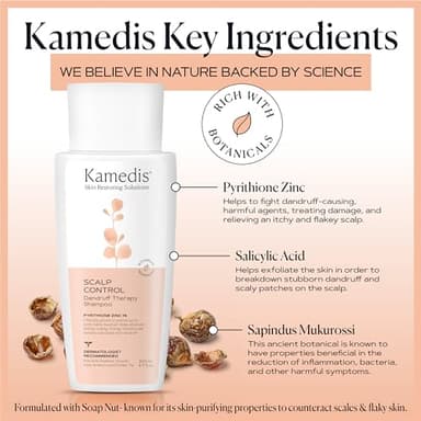 KAMEDIS Scalp Scrubber & Anti Dandruff Shampoo 1% Zinc Pyrithione and Salicylic Acid - Gentle Scalp Massager and Hair Dandruff Treatment - Suitable for Men & Women - Image 3