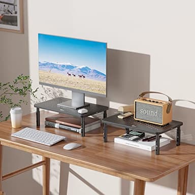 WALI Computer Monitor Stand for Desk, Adjustable Laptop Riser, Desk Monitor Stand Underneath Storage for Office, Home, School Supplies (STT003), 1 Pack, Black - Image 9