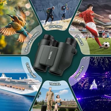 15x32 Compact Binoculars for Adults and Kids - WOZEL High Powered Small Binoculars for Bird Watching, Hunting, Travel, Hiking, Concert, Sports and Outdoors - Easy Focus with Large Objectives - Green - Image 8