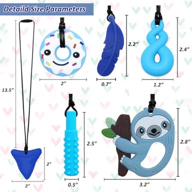 Chew Necklaces for Sensory Kids Boys Girls, 6 Pack Chewy Necklace Sensory Toys for Kids with Autism, Silicone Oral Motor Aids Chew Toys for Children Adults Reduce Fidgeting - Image 6