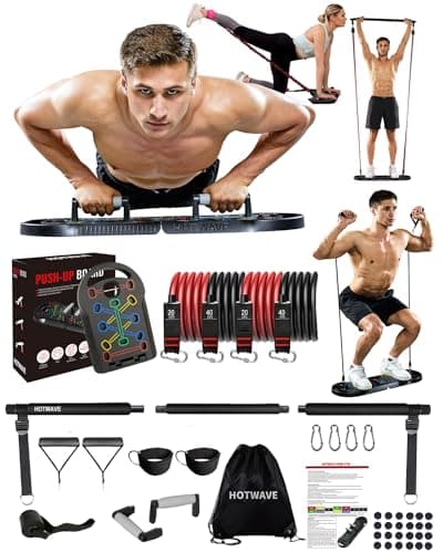 HOTWAVE 20 in 1 Push Up Board with 16 Gym Accessories.Pushups Bar with Resistance Bands,Portable Home Workout Equipment,Strength Training for Men and Women - Image 1
