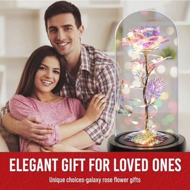 Norcalway Galaxy Rose Flower Gift for Mom from Son, Daughter - LED Light Glass Flower with Timer for Woman, Girlfriend, Wife - Image 2