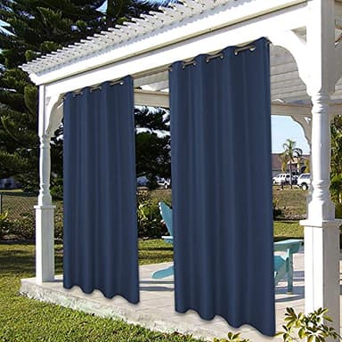 BONZER Waterproof Outdoor Curtains for Patio Porch Pergola Cabana Light Filtering Privacy Grommet Indoor Curtain Panels for Bedroom Living Room, 1 Panel, 54W x 95L inch, Navy - Image 7