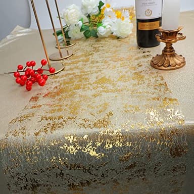 Snowkingdom 2 Pieces Gold Table Runner, Sequin Glitter Foil Metallic Thin Mesh Runner Roll 11"x108", Gold Table Decorations for Event Party, Wedding, Birthday Party, Christmas - Image 4