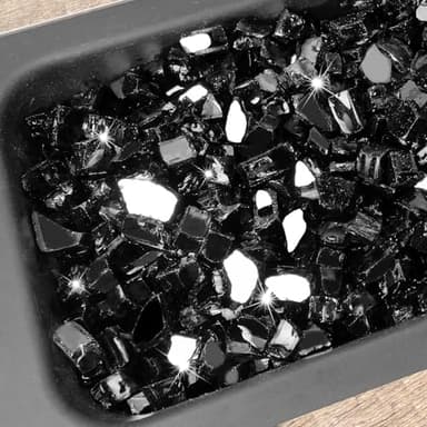 Pulovin 35 lbs Black Fire Glass for Propane Fire Pit, 1/2 Inch Fire Pit Glass Rocks for Gas Fireplace, Reflective Glass Rocks for Fire Pit Table - Image 2