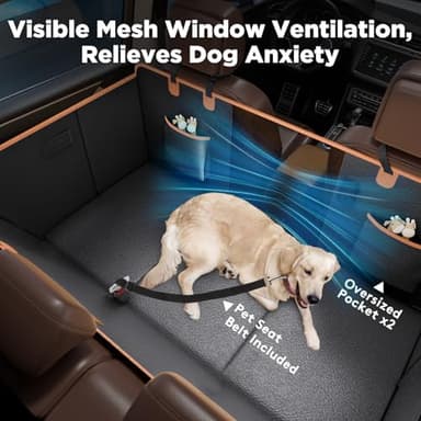 FURTIME Dog Car Seat Cover for Back Seat, Upgraded PU Leather Back Seat Extender with Hard Bottom Holds 400LBS, Waterproof Anti-Scratch, Large Space Back Seat Cover for Car, SUV, Small Truck - Image 7
