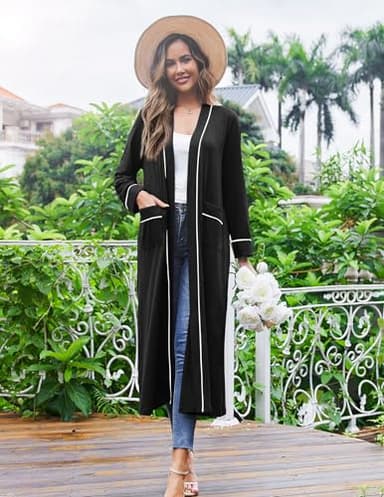 Ekouaer Women Kimono Robes Full Length Knit Bathrobe Lightweight Soft Sleepwear V-neck Casual Ladies Loungewear - Image 4