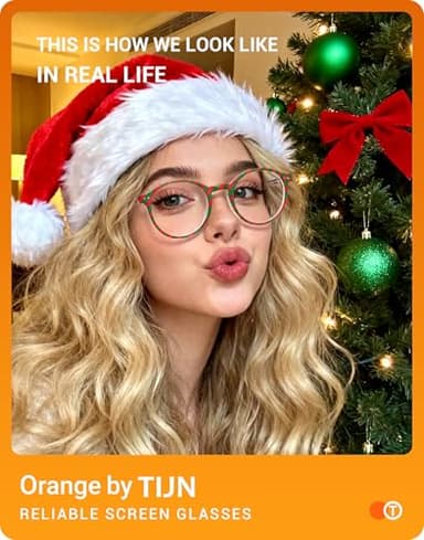 TIJN Blue Light Blocking Glasses Men Women Vintage Thick Round Rim Frame Eyeglasses(Red/Green) - Image 2