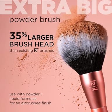 Real Techniques Extra Big Powder Brush, Large Makeup Brush For Powder, Fluffy Head For All-Over Setting, XL Oversized Brush For Quick Application, Cruelty-Free, Synthetic Bristles, 1 Count - Image 5