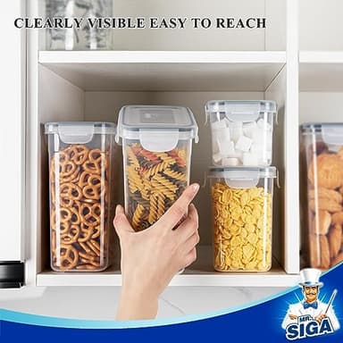 MR.SIGA 12 Pack Airtight Food Storage Container Set, BPA Free Kitchen Pantry Organization, Kitchen Canisters for Cereal, Spaghetti, includes 16 Reusable Sticker Labels - Image 5