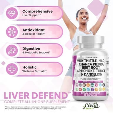 Clean Nutraceuticals Milk Thistle NAC Chanca Piedra Beet Root Artichoke Dandelion Root - Liver Cleanse Detox & Repair Supplement Plus TUDCA Choline & Ginger 60 Count - Image 5