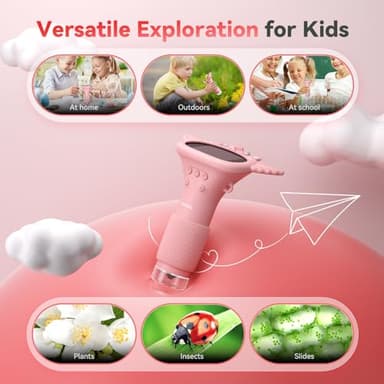Hideal HP40 Microscope for Kids [Easy and Fun] 2" IPS Portable Handheld Kids Microscope Miniscope, Pocket Mini Scope Educational Science Kit, Birthday Easter Gifts for Kids, PC View, Pink - Image 3