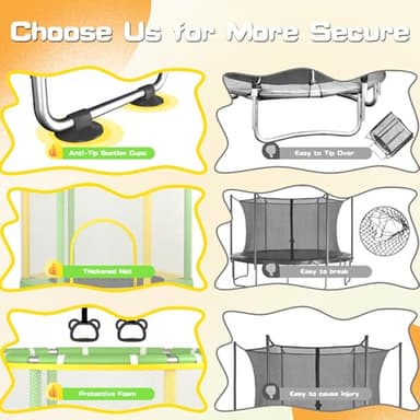 ZCMHAXJ 55" Trampoline for Kids with Enclosure, 440lbs Capacity Indoor & Outdoor Toddler Trampoline with Adjustable Gymnastics Bar & Toys, Gifts for Boys & Girls - Image 6