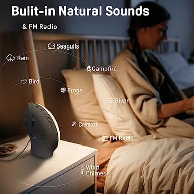 Wake Up Light Sunrise Alarm Clock for Kids, Heavy Sleepers, Bedroom, with Sunrise Simulation, Sleep Aid, Dual Alarms, FM Radio, Snooze, Nightlight, Daylight, 7 Colors, 7 Natural Sounds, Ideal for Gift - Image 4