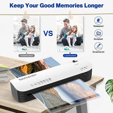 Thermal Laminator, 8.5x11 Laminator, 9 Inch Laminater Machine with 12 Laminating Sheets, A4/A5/A6 Personal Hot Cold Laminating Machine for Home School Teachers Office, Anti-Jam - Image 2