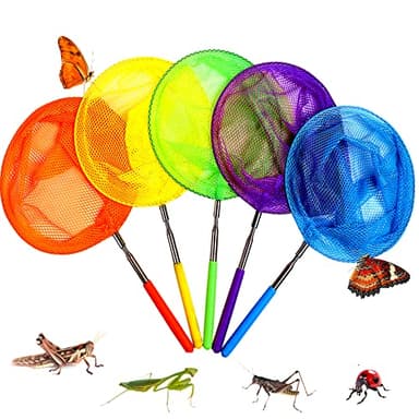Kids Telescopic Butterfly Fishing Nets for Kids Catching Insect Net Outdoor Tools for Catching Bugs Fish Insect Ladybird, Extendable 34 Inches and Anti Slip Grip - Image 1