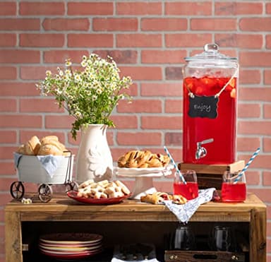 2 Gallon Beverage Serveware with Stainless Steel Spigot + Marker & Chalkboard 100% Leakproof Glass Drink Dispenser for Parties with Spout, Airtight Beverage Dispenser for Water Juice Laundry - Image 2