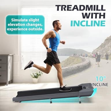 WELLFIT 10% Incline Walking Pad Treadmills for Home, Under Desk Treadmill 265lb Capacity, Voice Controlled Works with KINOMAP Apple Health, Compact for Apartment, Easy to Move Store Upright Place - Image 2