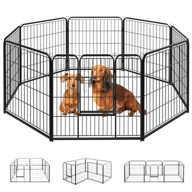 SMUG Heavy-Duty Iron Dog Playpen – 8 Panels 40” Durable, Rust-Resistant Pet Fence for Indoor & Outdoor Use, Secure & Spacious Pet Play Area for Dogs, Puppies & Small Animals - Image 1