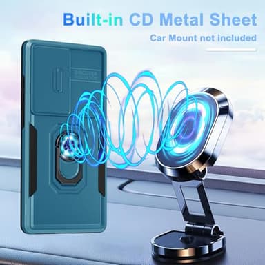 Compatible with Samsung Galaxy S25 Ultra Case Built in Slide Camera Lens Cover+Screen Protector+Ring Holder,Heavy Duty Shockproof Full Body Phone Cover,2025 Blue - Image 6