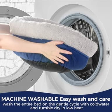 JMHUND Cat Bed for Indoor Cats,Round Cat Bed for Small Pets,Washable Pet Bed with Non-Skid Bottom,Pet Bed for Puppy and Kitty,19 Inches,Navy - Image 7