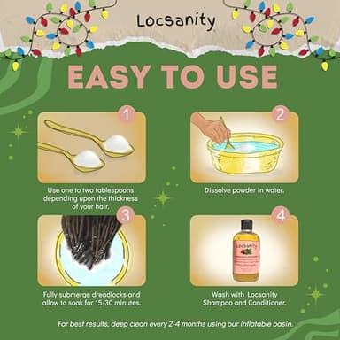 Locsanity Dreadlock Hair Scalp Detox - Deep Clean Dreadlock Powder, Cleansing Conditioner - Natural Hair Cleanser for Build Up - ACV Alternative, Loc Care and Maintenance Products - Image 6