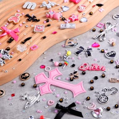 2380 Pcs Junk Phone Case Charms Kit,Charms for Customizing Diy Cases ，With Nail Accessories,Cute Bow,Flatback Pearls,Star,Love, Candy,Letter Beads,Cute Aesthetic Big Decor for Personalization - Image 7