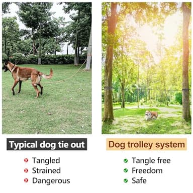 XiaZ Dog Camping Leash, 50ft Portable Overhead Trolley System for Dogs up to 200lbs, Dog Tie Out Cable, Camping, Parks, Outdoor Events,5 min Set-up,Black - Image 4