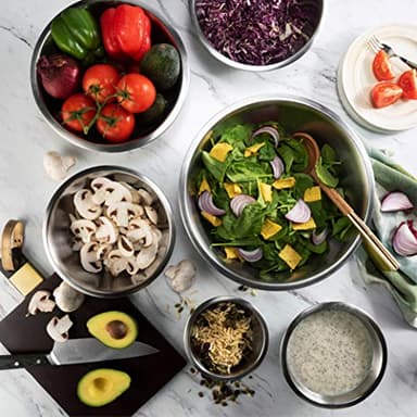 FineDine Stainless Steel Mixing Bowls Set, Dishwasher Safe, Up To 8 Quart Metal Mixing Bowls For Kitchen, Nesting, Large, Small, Big Food Prep, Cooking, Baking - Image 7