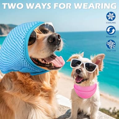 EXPAWLORER Dog Cooling Bandana - 2 Pack Instant Chill Out Pet Scarf Adjustable, Summer Outdoor Ice Neck Cooler, Prevent Sunstroke for Small Medium Large Breeds (Pink Blue, L) - Image 3