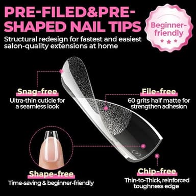 UNA GELLA Short Coffin Nails Tips, 504pcs No c Curve short Coffin Gel Press On Nails Pre Etched For Women Acrylic Nail Extension Full Cover Home Salon 12 Sizes - Image 4