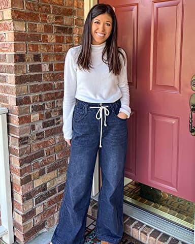 GRAPENT Women's High Waisted Jeans for Women Stretchy High Waisted Flare Jeans for Women Baggy Jeans for Women High Waisted Aesthetic Jeans Color Darkness Blue Size 20 Size 22 - Image 7