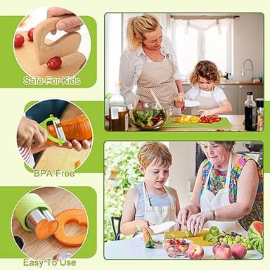 28PCS Toddler Knife Set - Kids Knifes for Real Cooking, Montessori Kids Kitchen Knife Set with Cutting Board Crinkle Cutters Kid Safe Knives, Toddlers Kitchen Tools for Age 2-10 Year Old Girl Boy - Image 4