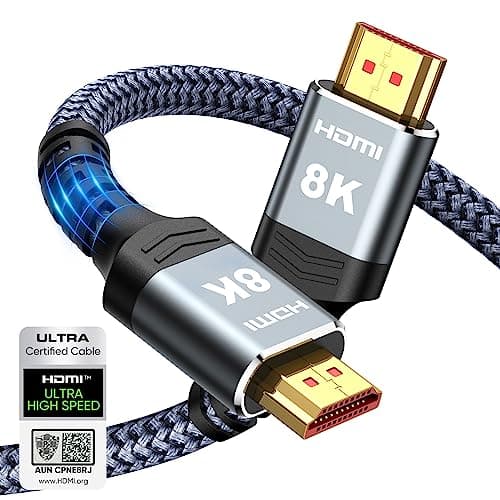 Highwings 8K 10K 4K HDMI Cable 48Gbps 6.6FT/2M, Certified Ultra High Speed HDMI Cable Braided Cord-4K@120Hz 8K@60Hz, DTS:X, HDCP 2.2 & 2.3, HDR 10 Compatible with Roku TV/PS5/HDTV/Blu-ray - Image 1