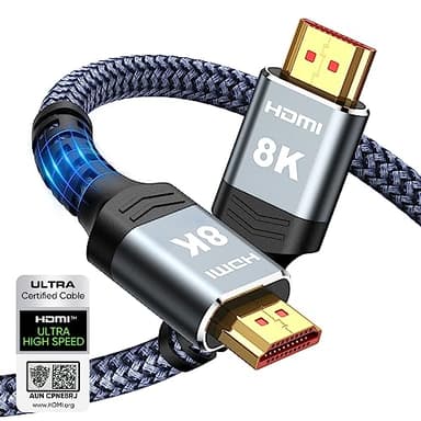Highwings 8K 10K 4K HDMI Cable 48Gbps 6.6FT/2M, Certified Ultra High Speed HDMI Cable Braided Cord-4K@120Hz 8K@60Hz, DTS:X, HDCP 2.2 & 2.3, HDR 10 Compatible with Roku TV/PS5/HDTV/Blu-ray - Image 1