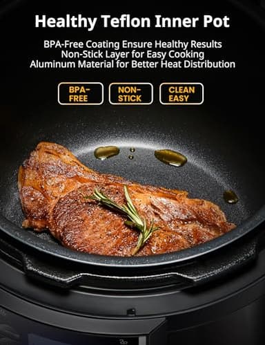 COMFEE’ 9-in-1 Electric Pressure Cooker, 14 Presets Instant Multi Slow Cooker Olla de Presion Non-Stick Pot Rice , Yogurt Maker, Sauté Steamer, Black , 6 Quarts - Image 5